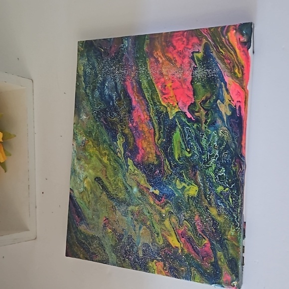 Hand Crafted modern art fluid acrylic pour handmade bohemian artwork wall decor - Picture 9 of 12